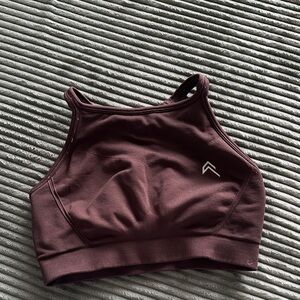 Oner active high neck sports bra size medium. Brown